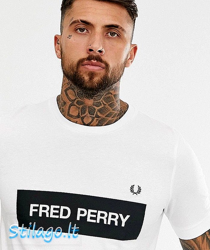Fredas Perry grafiniai marškinėliai baltais