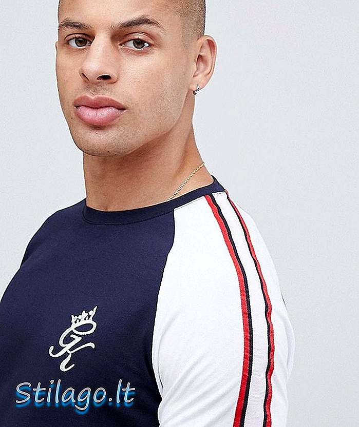 Gym King muscle t-shirt in navy met contrasterende mouwen