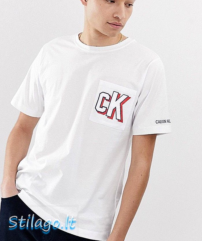 Calvin Klein saku kembali mencetak logo t-shirt-Putih