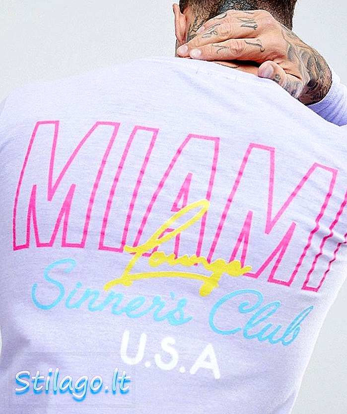 T-shirt boohooMAN lengan panjang dengan cetakan Miami dalam warna ungu-Ungu