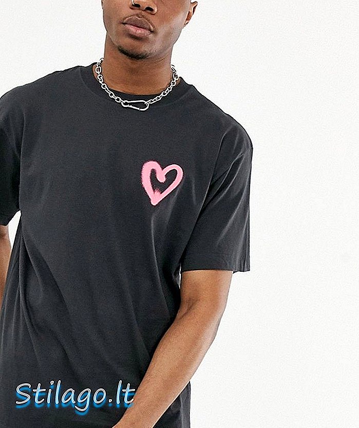 Евтина тениска в понеделник за сърце - Черна