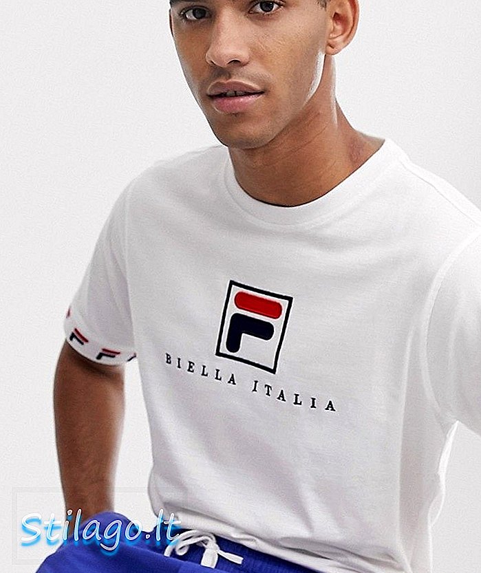 Fila Rosso - T-shirt à manchette côtelée jaquard en blanc