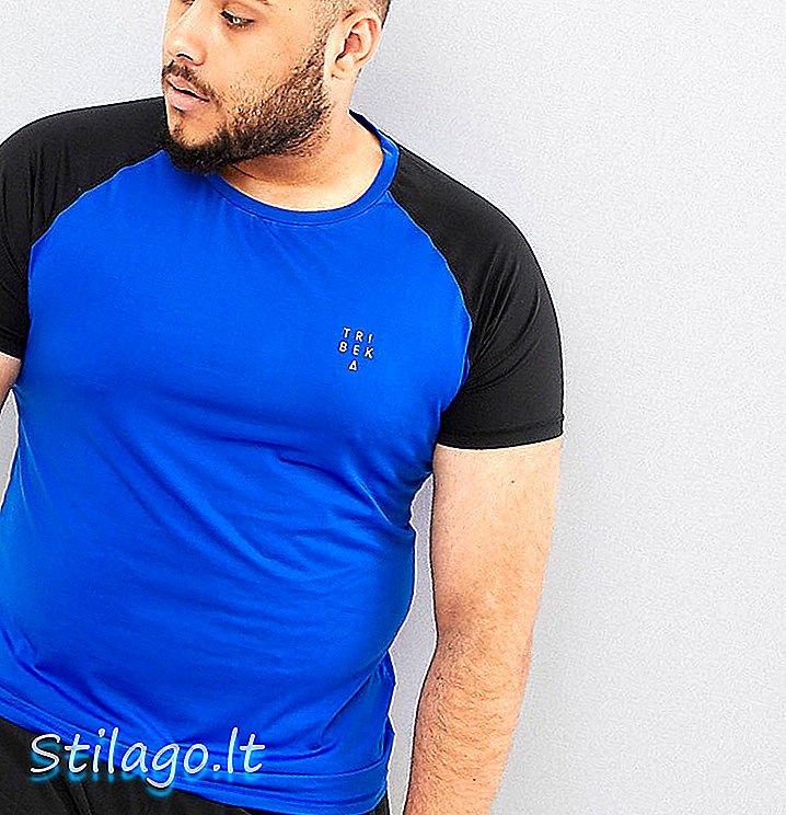 Tribeka Plus Color Block Raglan Gym T-Shirt-Sort