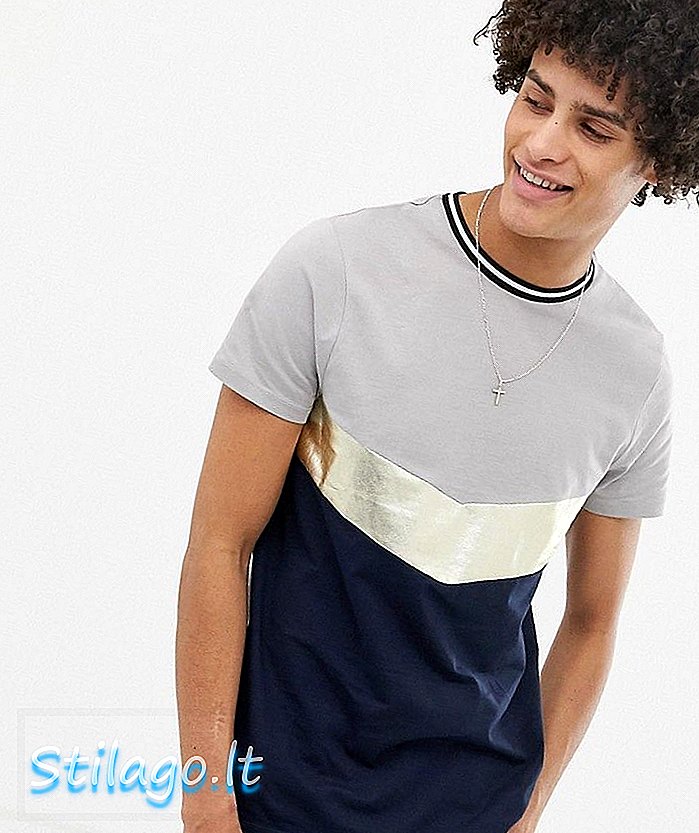 Μπλουζάκι ASOS DESIGN με μεταλλική κοπή chevron και ράψιμο-Navy