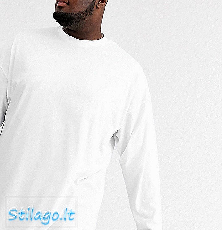 ASOS DESIGN Plus - Oversized super lang T-shirt met lange mouwen in wit