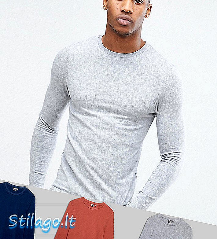 ASOS DESIGN 3 pack ekstremalių raumenų ilgio rankovių marškinėliai „save-Multi“