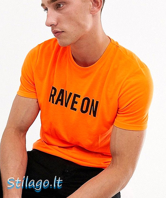 T-shirt néon à slogan Brave Soul-Orange
