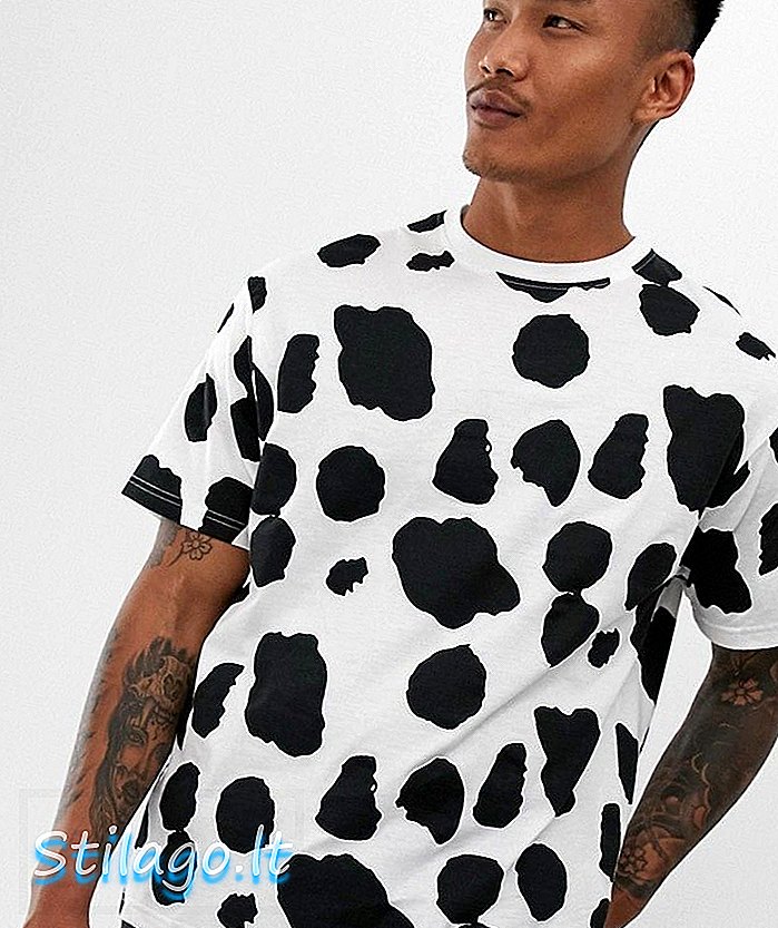 Vēl viens Influence boxy t-krekls ar dzīvnieku govju apdruku - balts