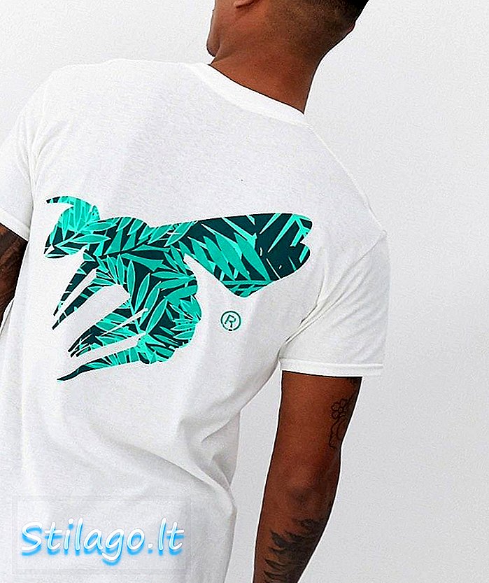 Londonas lapsenes aizmugurē drukāts t-krekls ar palmu-baltu
