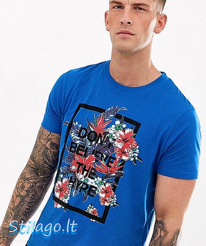 חולצת טריקו עם רינגפון בצבע כחול
