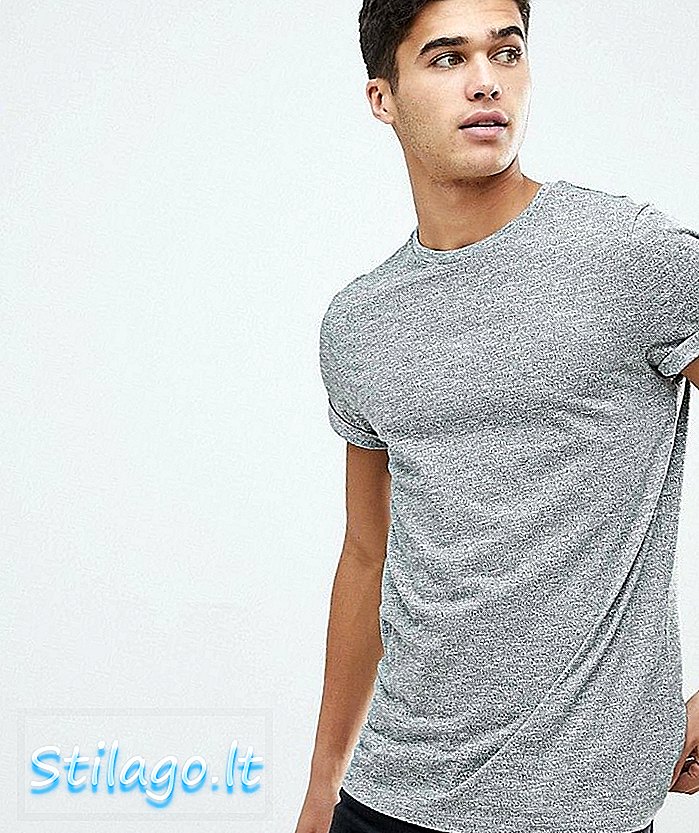 ASOS T-Shirt aus Twisted Jersey Strukturiertem Stoff mit Rollärmel-Grau