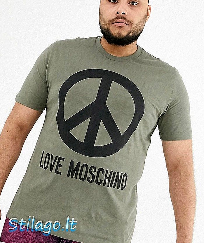 Meilės „Moschino peace“ logotipo marškinėliai-žali