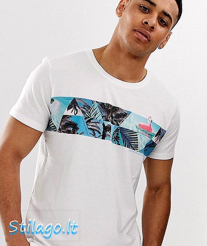 Esprit t-shirt met tropische borstprint-Wit