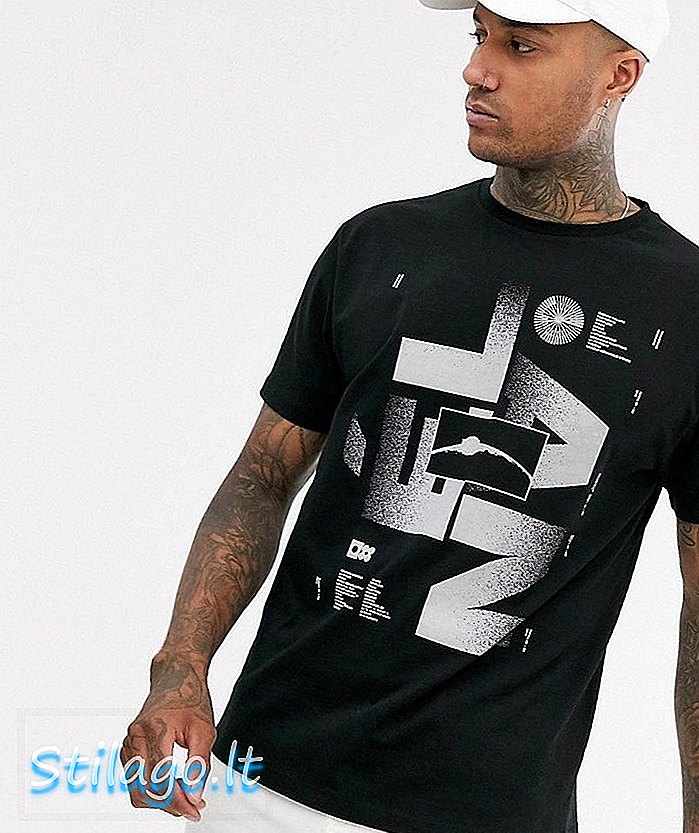 ASOS DESIGN χαλαρή μπλούζα με αφηρημένη αντανακλαστική εκτύπωση-Μαύρο