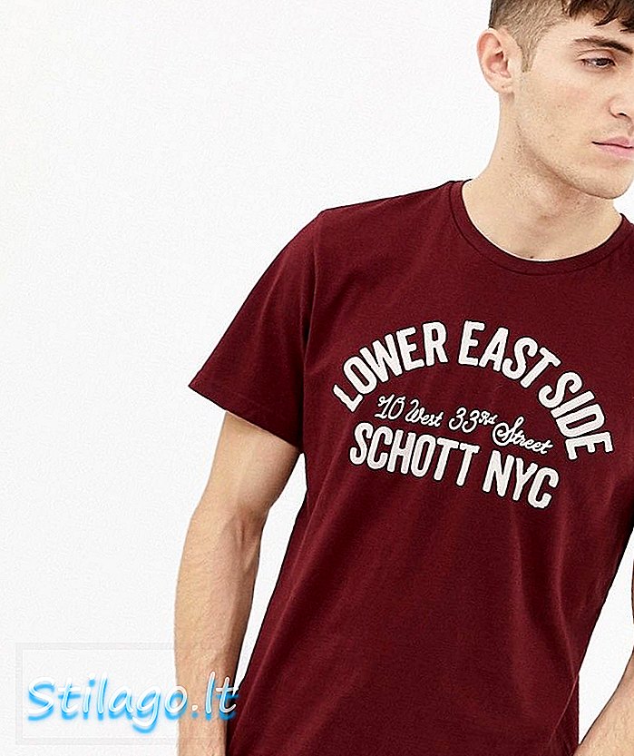 Schott Baskılı T-Shirt-Kırmızı