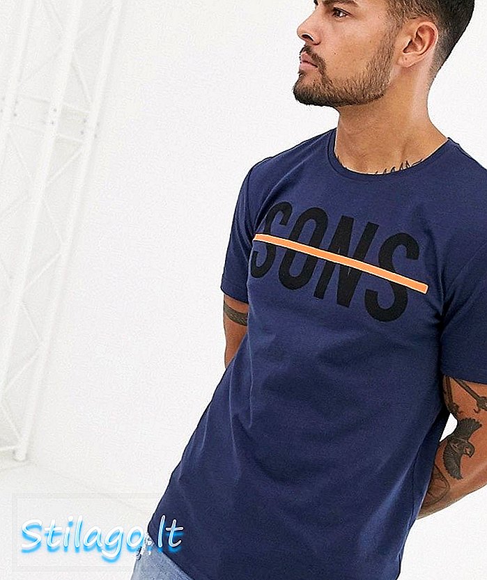 Only & Sons T-shirt met logo in marineblauw