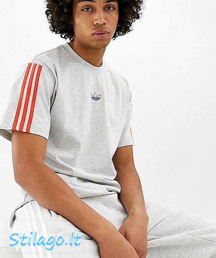 Adidas Originals Floating Stripe T-Shirt Γκρι DV3261