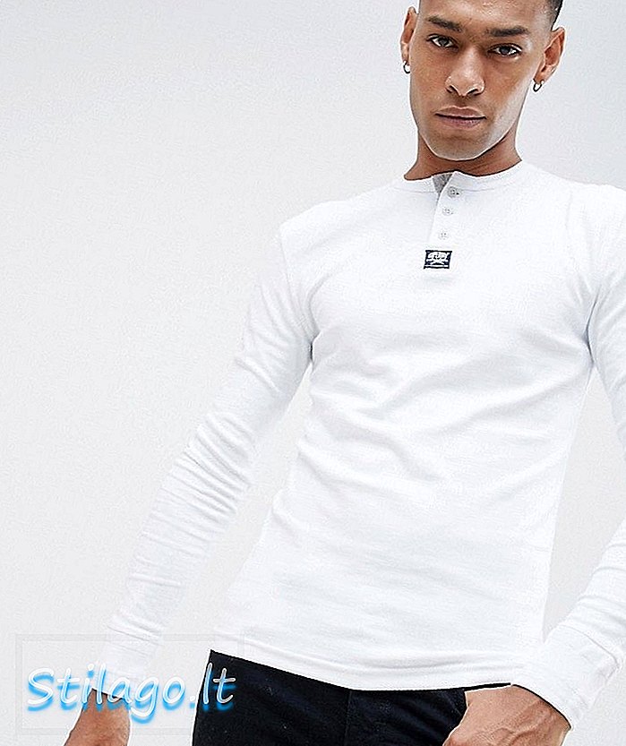 Superdry tričko Grandad s dlhým rukávom biele