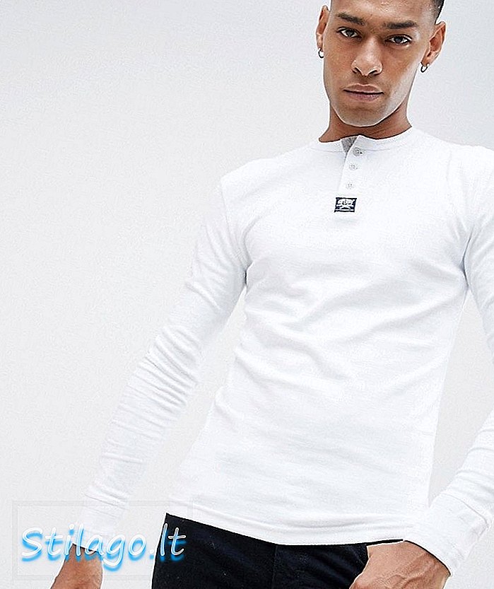 T-shirt grandad lengan panjang Superdry-White