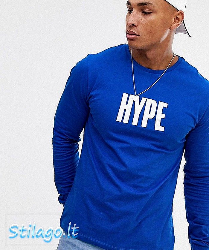 Hype λογότυπο μακρυμάνικη μπλούζα-Μπλε