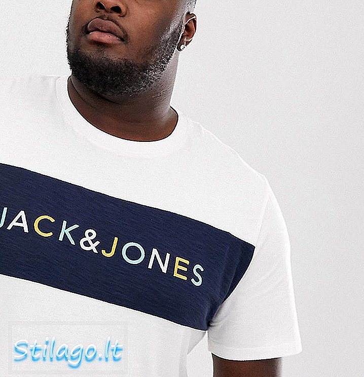 T-shirt Jack & Jones Core Color Block en blanc
