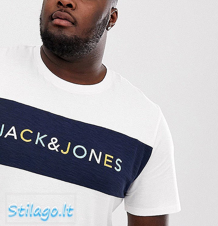 „Jack & Jones Core“ spalvos blokiniai marškinėliai balti