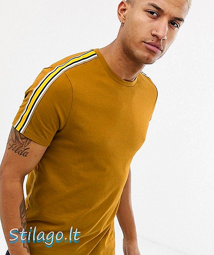 Camiseta de diseño de ASOS con cinta en el hombro en contraste en marrón tostado