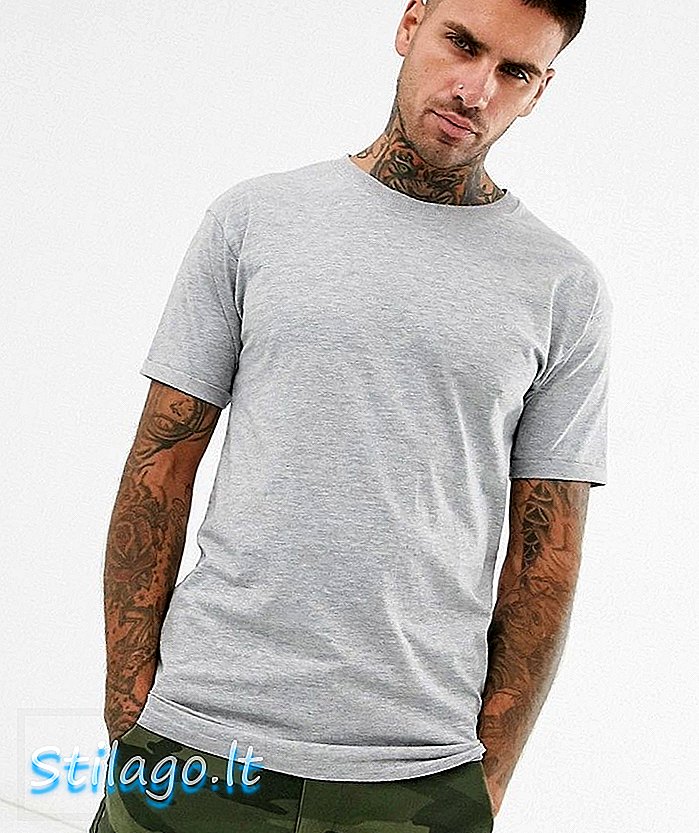 Pull & Bear lang t-shirt med passer i grå farve