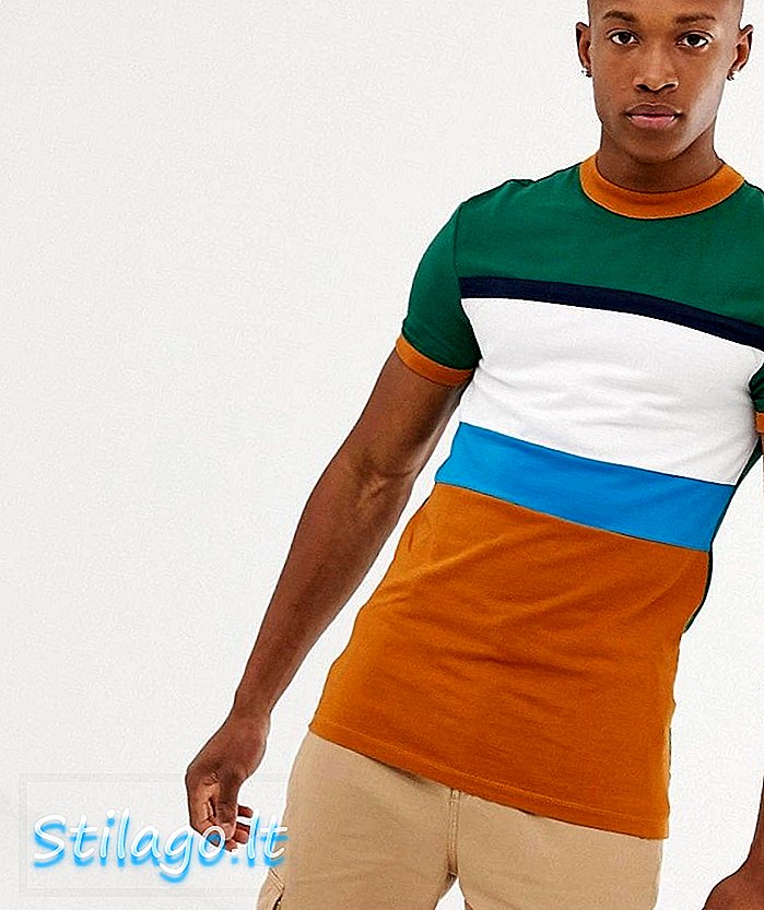 ASOS DESIGN - T-shirt muscolare organica con stretch e color block in verde