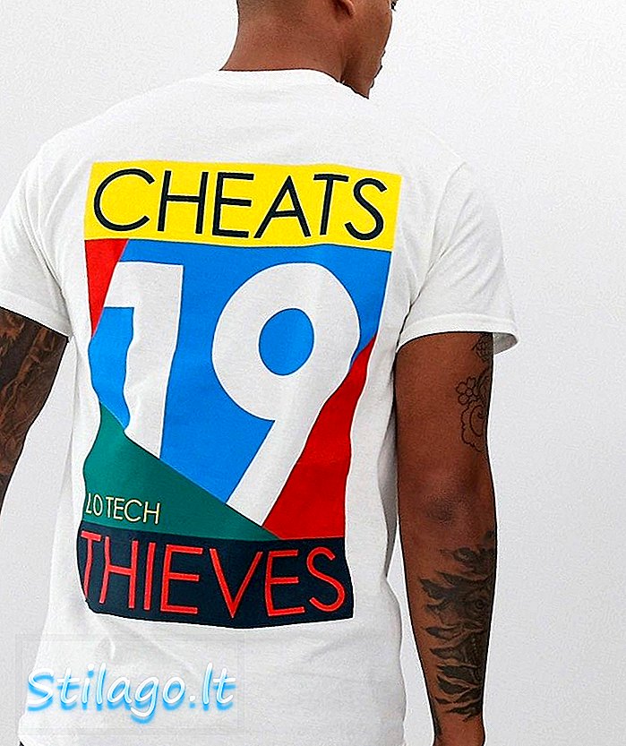 Csalók és tolvajok 19 hátsó nyomtatási póló-fehér