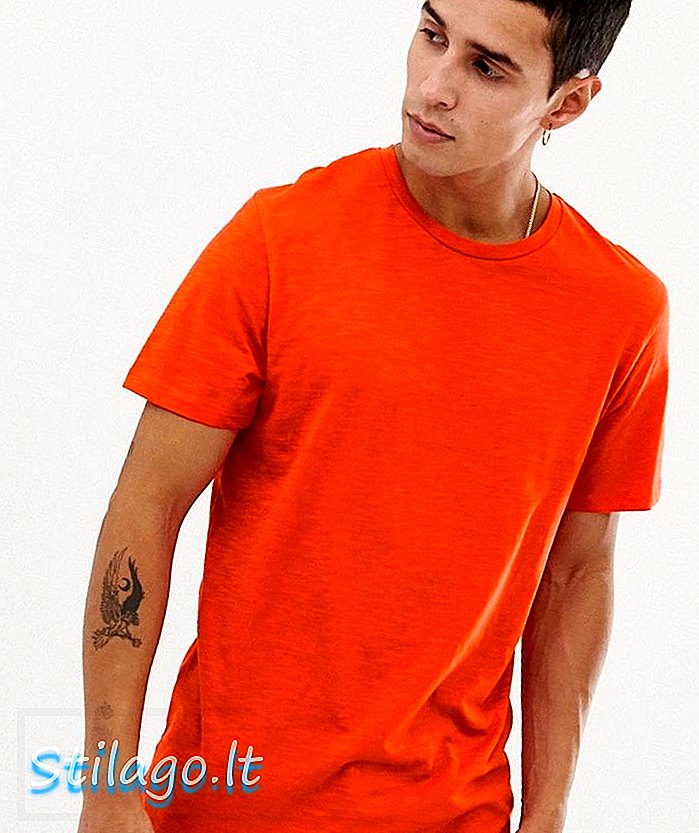 Jack & Jones Originals เสื้อยืดชายเสื้อโค้งยาวสีแดง