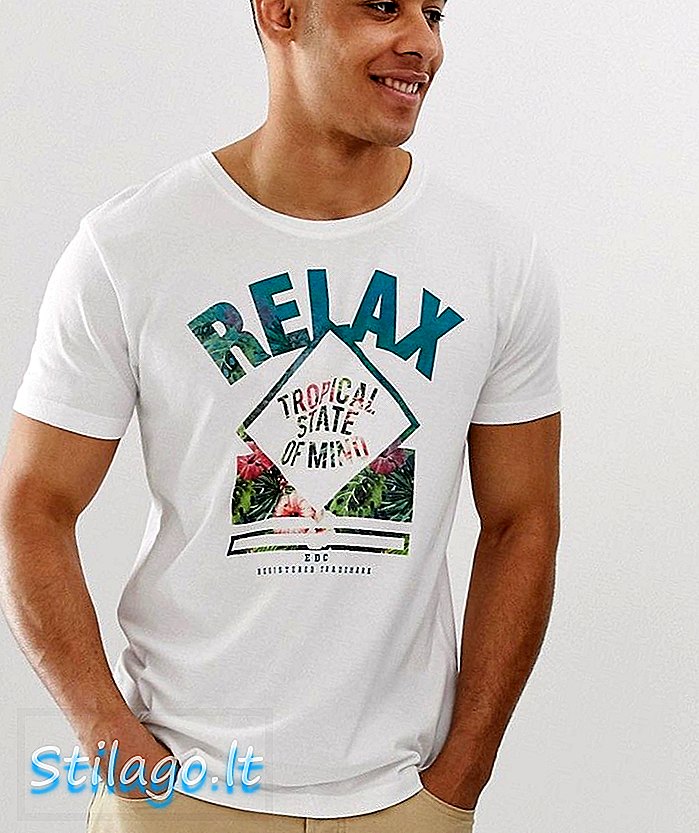 Esprit tričko s relaxačnou potlačou - biele
