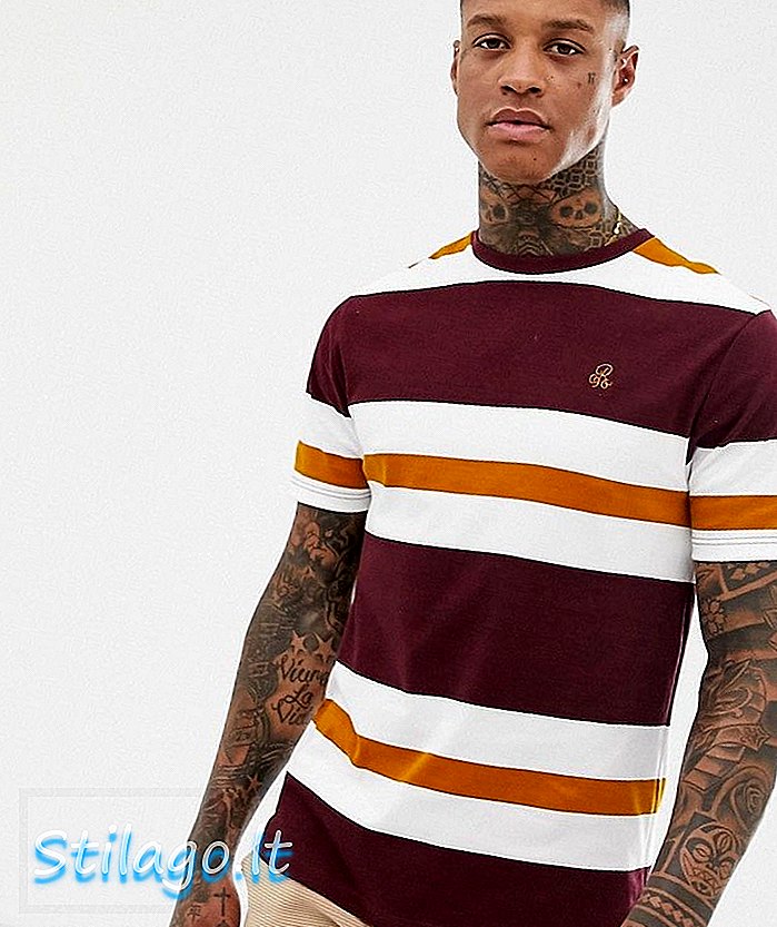 „River Island“ marškinėliai su sunkiomis bordo-raudonos spalvos juostelėmis