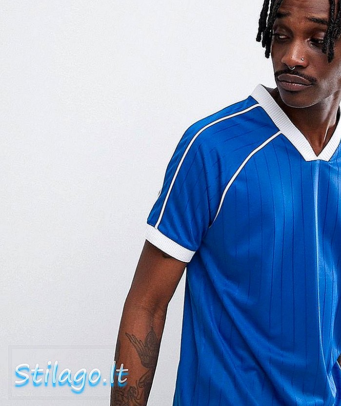 „ASOS DESIGN“ atsipalaidavę marškinėliai iš šešėlio juostelės audinio su kontrasindrumu mėlynai