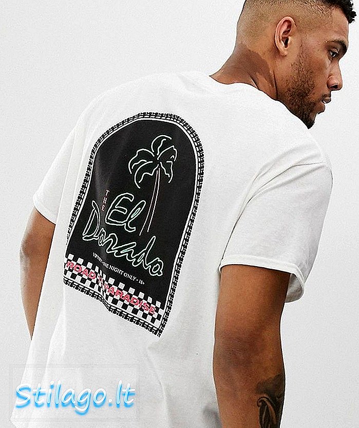 t-shirt oversize boohooMAN com estampa El Dorado em branco-preto