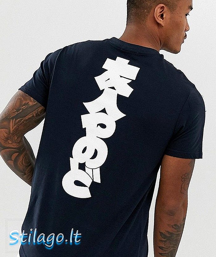 T-shirt con stampa posteriore in neocitazione amico o finto-Navy