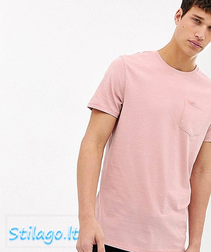 T-shirt z wytartą kieszenią - różowy