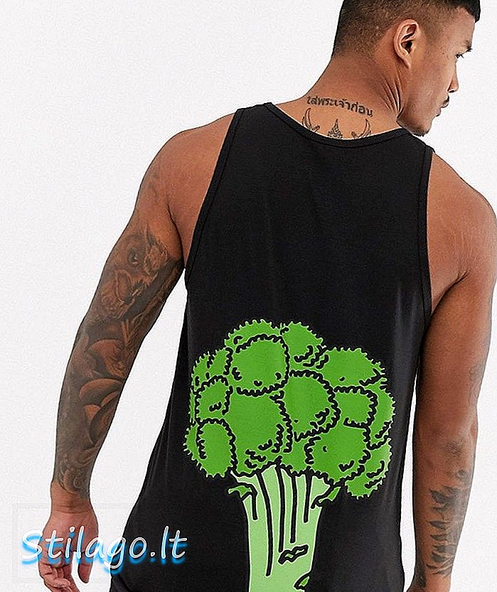 New Love Club brokolice zpět tisk tričko bez rukávů bez rukávů-Černá