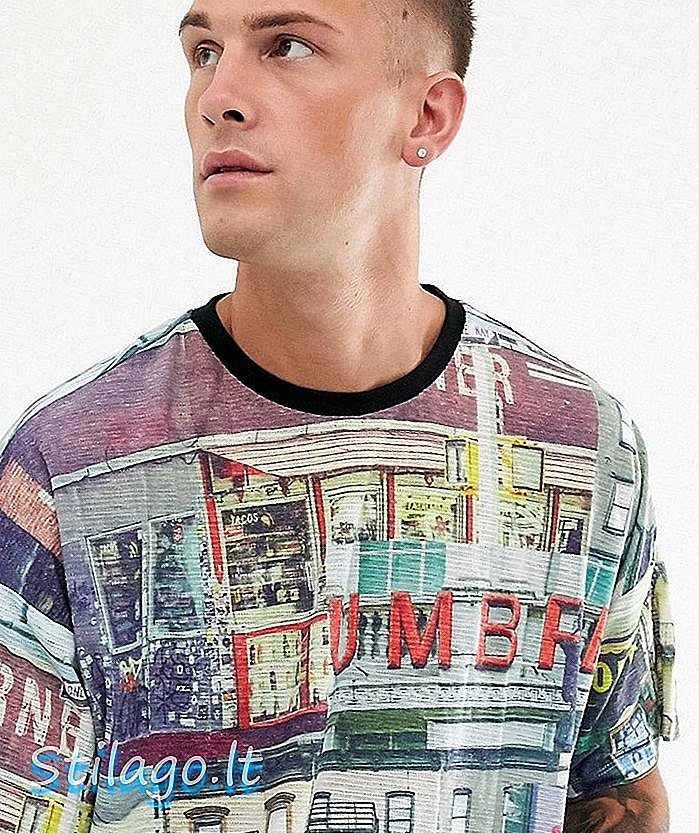 ASOS DESIGN - T-shirt oversize à imprimé photographique en lin mélangé - Multi