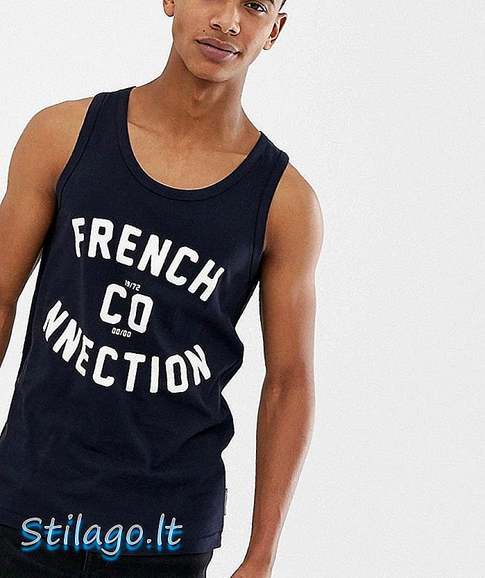 French Connection-logo vest-Navy