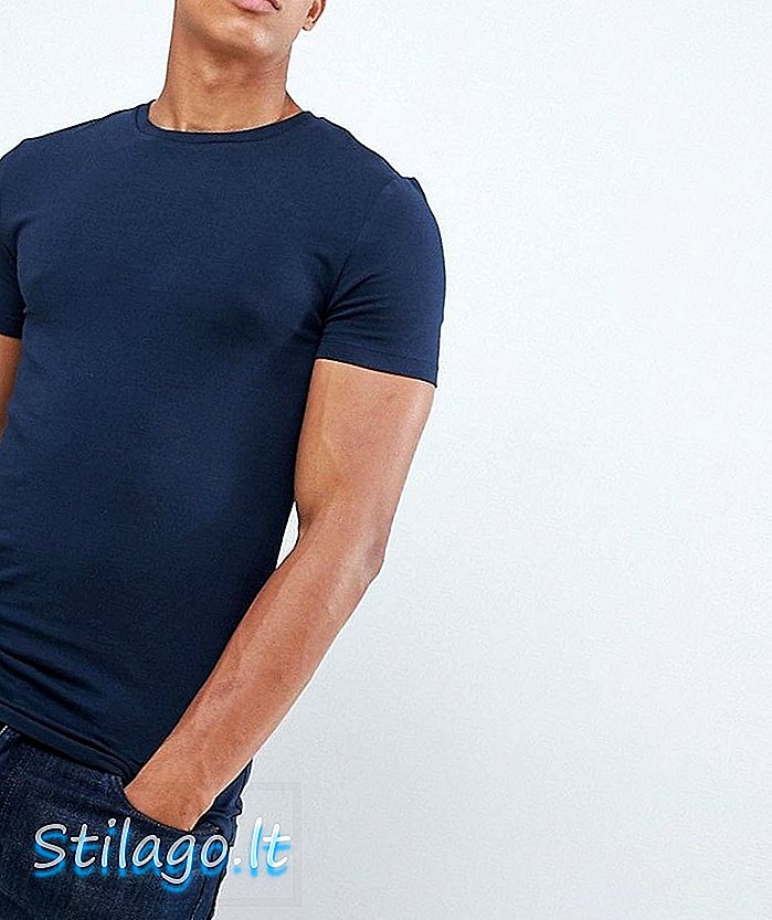 ASOS DESIGN חולצה עם שרירים אורגניים בכושר חולצה בצבע חיל הים