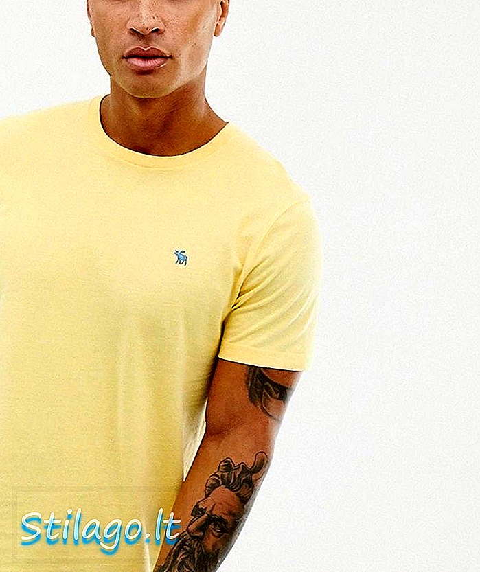 חולצת טריקו עם צווארון עגול של Abercrombie & Fitch בצבע צהוב
