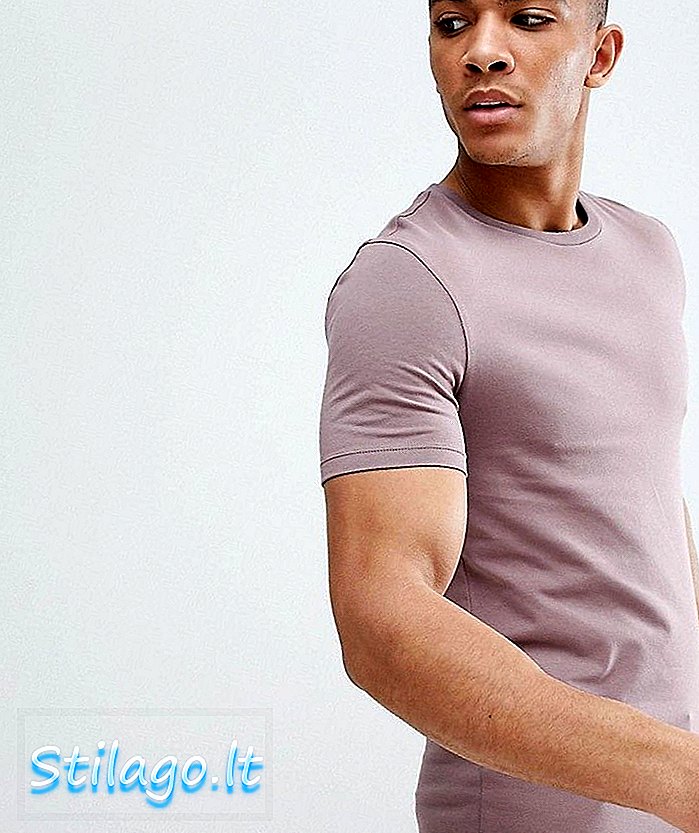 ASOS DESIGN - Lang gespierd T-shirt met ronde hals in paars-bruin