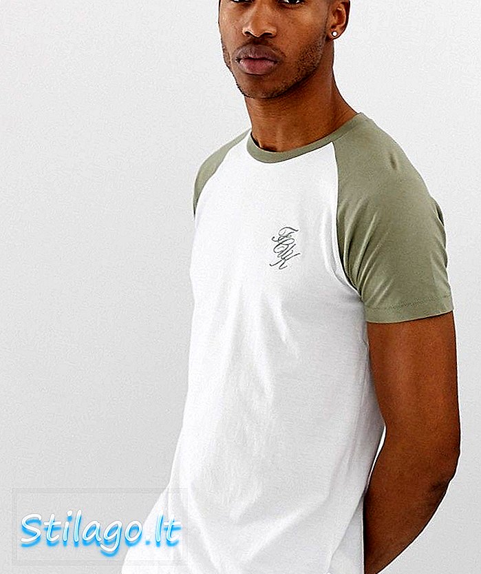 프렌치 커넥션 롱 라인 라글란 로고 티셔츠-멀티