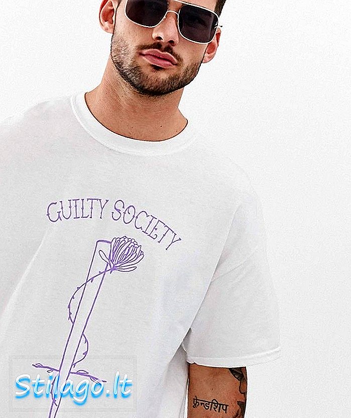 boohooMAN oversized t-shirt met guilty society print in wit