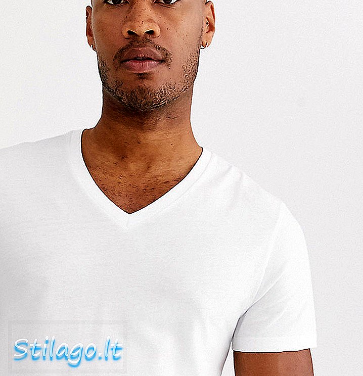 ASOS डिजाइन सफेद में गर्दन के साथ लंबा टी शर्ट