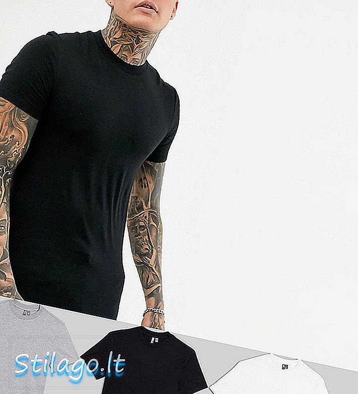 ASOS DESIGN 3 bungkus t-shirt cocok otot dengan kru leher hemat-Multi