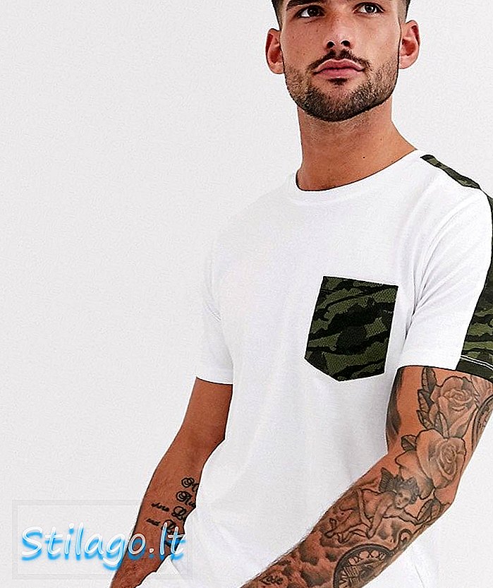 Jack & Jones Originals teipet camo-t-skjorte i hvitt