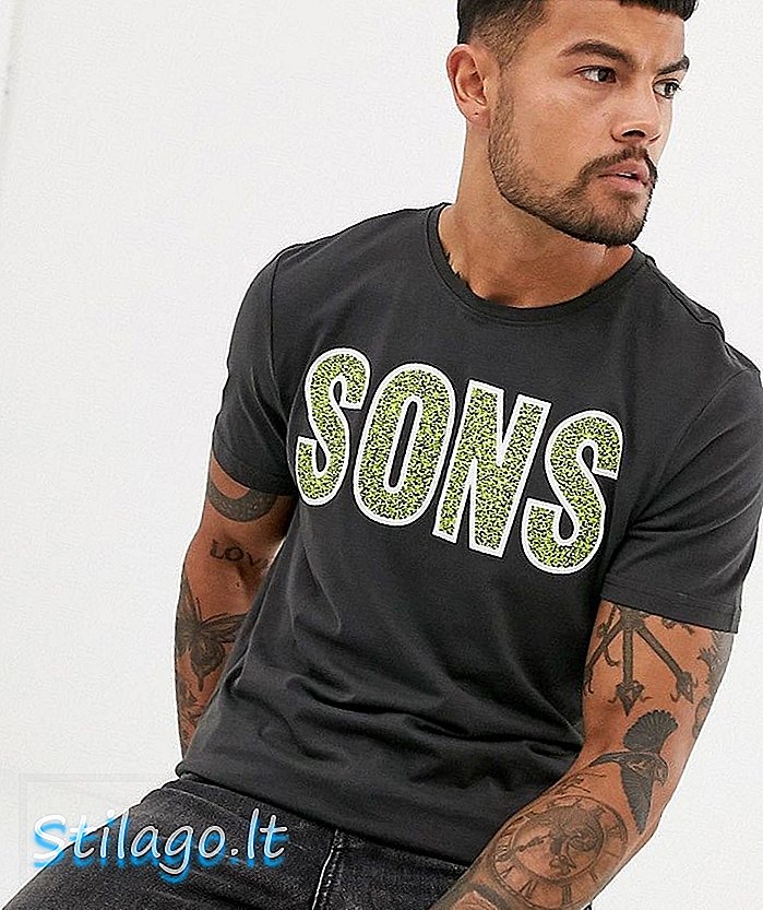 T-shirt con logo Only & Sons grigia