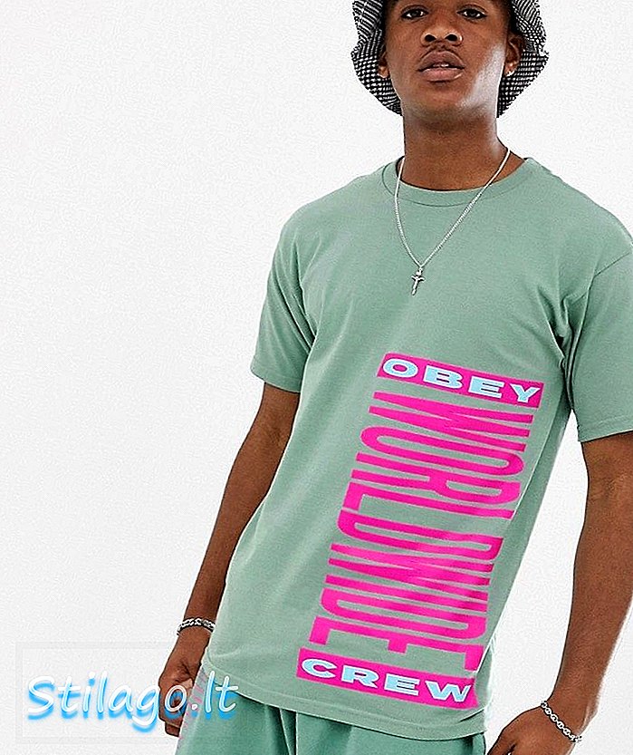 Obey Worldwide T-shirt z okrągłym wycięciem pod szyją w kolorze zielonym